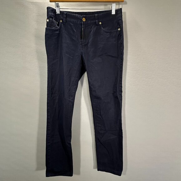 Brooks Brothers Pants Womens 6 Brook E Fit Navy Blue Cotton Stretch Flat Front - Picture 1 of 10